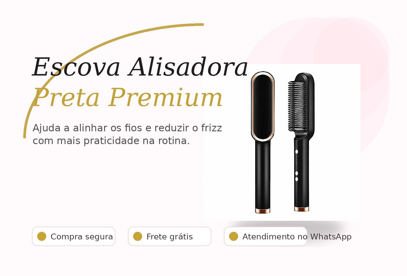 Escova Alisadora Portátil Preta OfertasOnlineMax